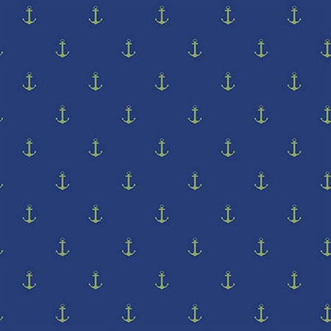 Blue & Green Anchors Away Wallpaper