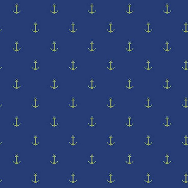 Blue & Green Anchors Away Wallpaper