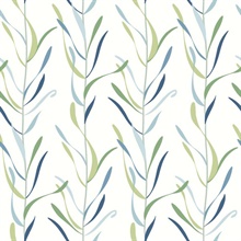 Blue & Green Chloe Vine Vertical Stripe Wallpaper