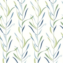 Blue & Green Chloe Vine Vertical Stripe Wallpaper