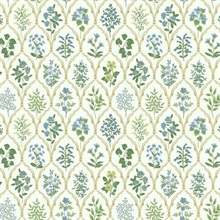 Blue & Green Hawthorne Vintage Botanical Arches Rifle Paper Wallpaper