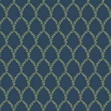 Blue & Green Laurel Floral Lattice Rifle Paper Wallpaper