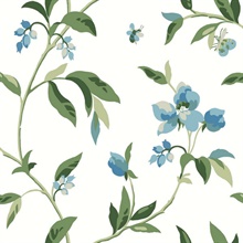 Blue &amp; Green Springtime Floral Butterfly Wallpaper