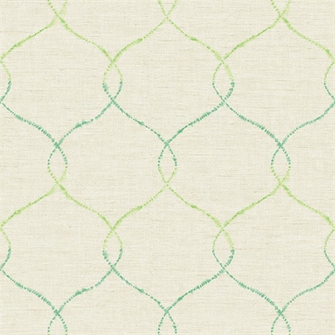 Blue, Green & White Commercial Lattice Wallpaper