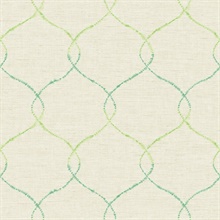 Blue, Green & White Commercial Lattice Wallpaper