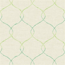 Blue, Green & White Commercial Lattice Wallpaper