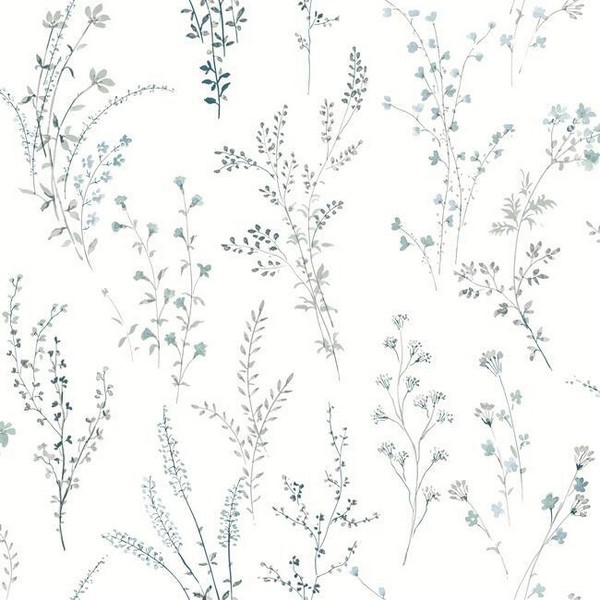 FH4027 | Blue & Green Wildflower Sprigs Floral Wallpaper