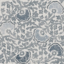 Blue &amp; Grey Fontaine Heirloom Floral Toss Wallpaper