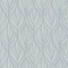 Blue Grey Glitter Palma Leaf Ogee Wallpaper