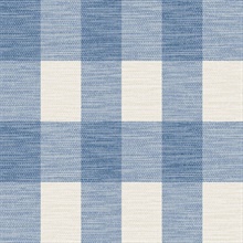 Blue & Grey Rugby Gingham Check Plaid Wallpaper
