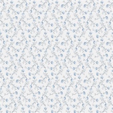 Blue & Grey Small Floral Vine Wallpaper