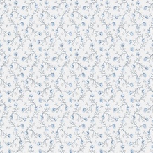 Blue & Grey Small Floral Vine Wallpaper