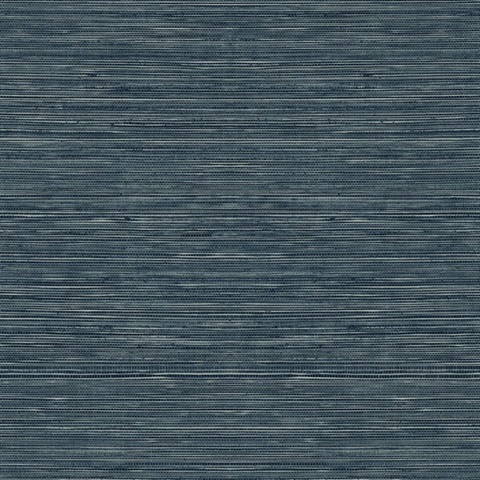 Blue Grey Textured Grasscloth Wallpaper