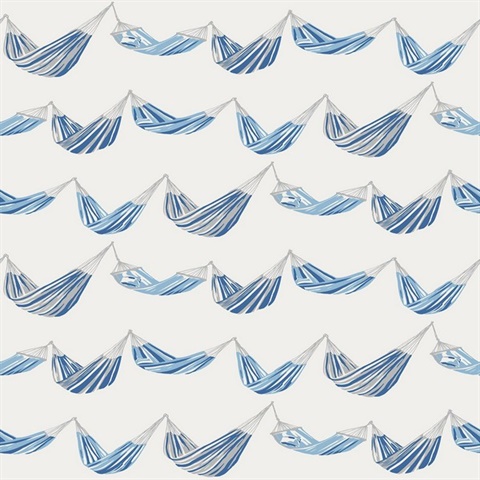 Blue, Grey & White Coastal Seabreeze Hammocks Wallpaper