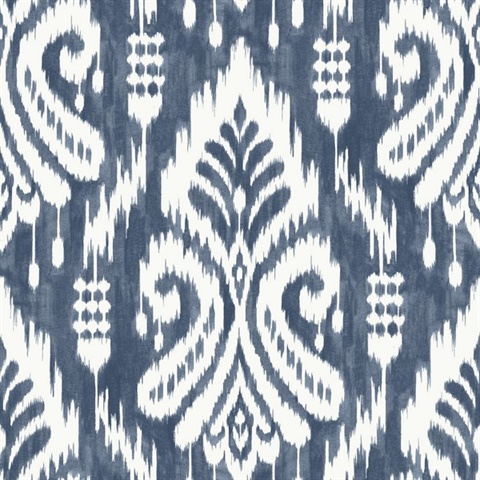 Blue Hawthorne Ikat Peel and Stick Wallpaper