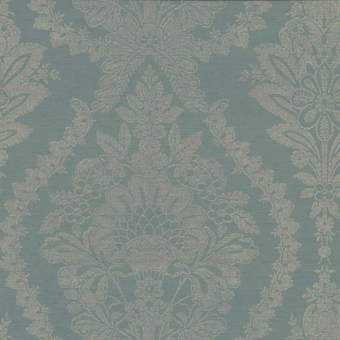 Blue Heritage Damask Wallpaper