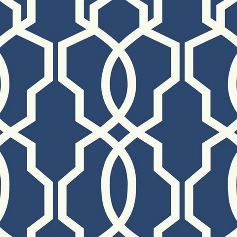 Blue Hourglass Trellis Geometric Wallpaper