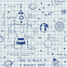 Blue How to Build a Rocketship Wallpaper