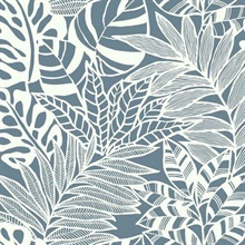 Blue Jungle Leaves Wallpaper