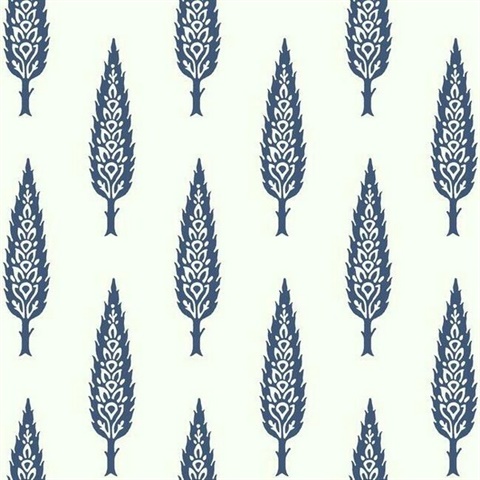 Blue Juniper Modern Tree Prepasted Wallpaper