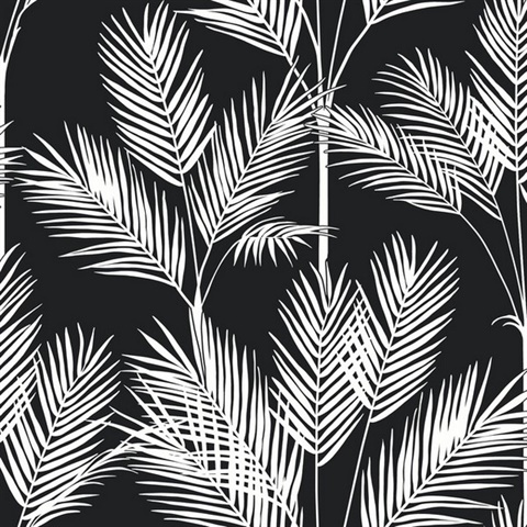 Blue King Palm Leaf Silhouette Wallpaper