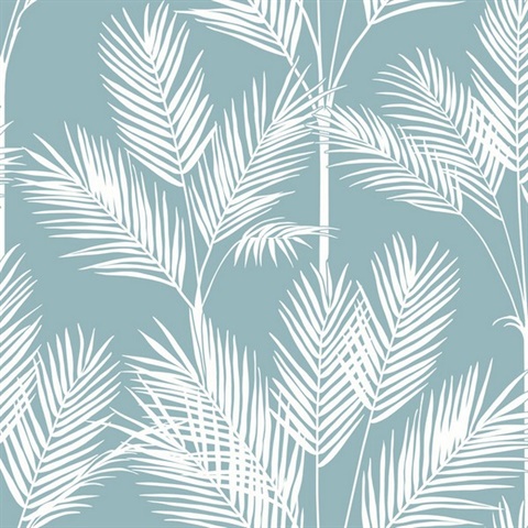 Blue King Palm Leaf Silhouette Wallpaper