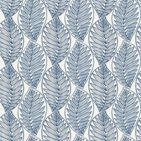 Blue Kira Ogee Leaf Husk Wallpaper