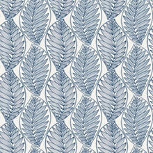 Blue Kira Ogee Leaf Husk Wallpaper
