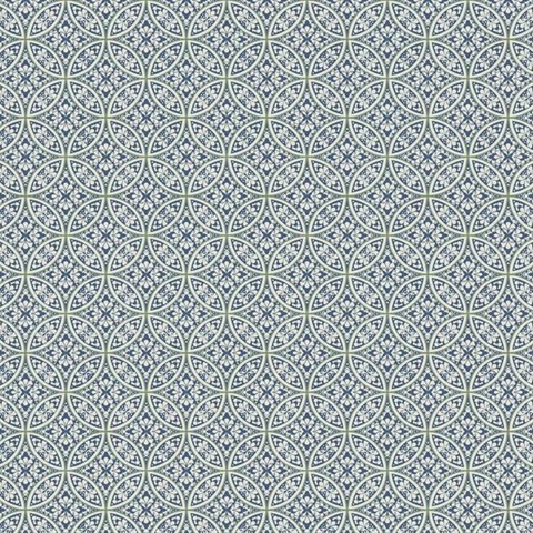 Blue Lacey Geometric Interlocking Circles Prepasted Wallpaper