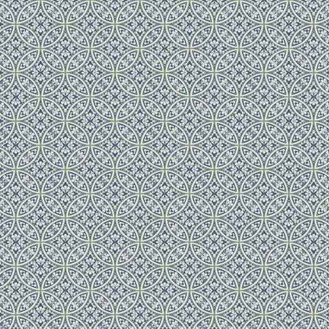 Blue Lacey Geometric Interlocking Circles Prepasted Wallpaper