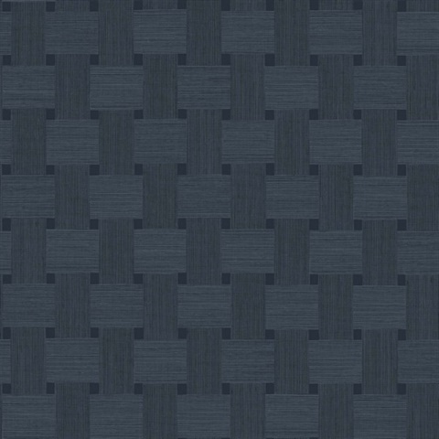 Blue Large Weave Pattern Wallpaper