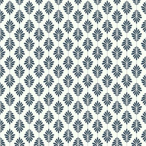 Blue Leaflet Modern Floral Leaf Prepasted Wallpaper