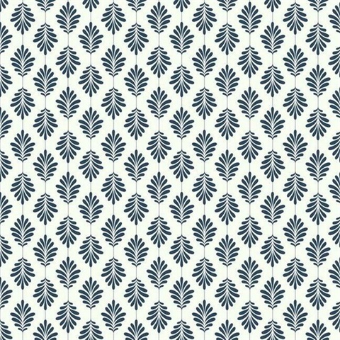 Blue Leaflet Modern Floral Leaf Prepasted Wallpaper