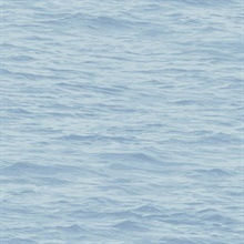 Blue & Light Blue Ocean Waves Screen Print Wallpaper