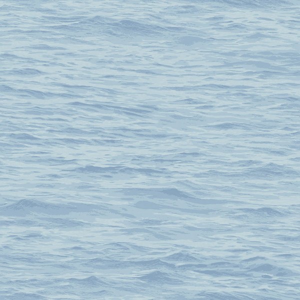 Blue & Light Blue Ocean Waves Screen Print Wallpaper