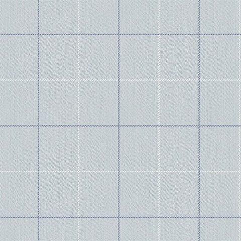 Blue, Light Blue & White Skinny Lined Ginham Wallpaper