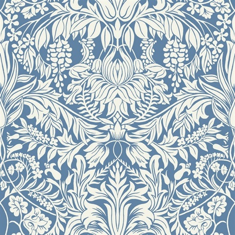 Blue Lockwood Damask Wallpaper