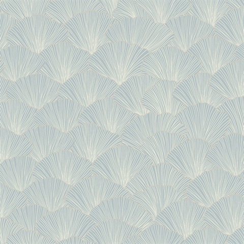 Blue Luminous Ginkgo Leaf Art Deco Wallpaper