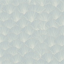 Blue Luminous Ginkgo Leaf Art Deco Wallpaper