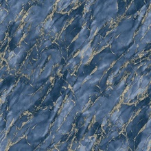 Blue Metallic Marble Wallpaper