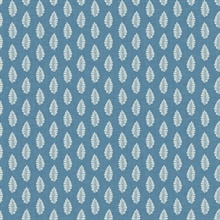 Blue Modern Leaf Stripe On Linen Wallpaper