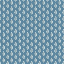 Blue Modern Leaf Stripe On Linen Wallpaper