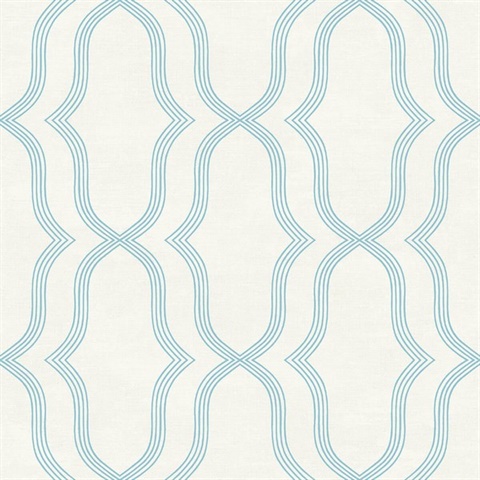 Blue & Off Wihte Commercial Geometric Wallpaper
