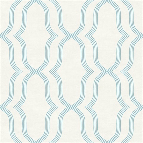 Blue & Off Wihte Commercial Geometric Wallpaper