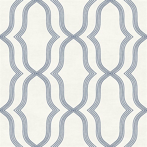 Blue & Off Wihte Commercial Geometric Wallpaper