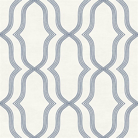 Blue & Off Wihte Commercial Geometric Wallpaper