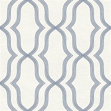 Blue & Off Wihte Commercial Geometric Wallpaper