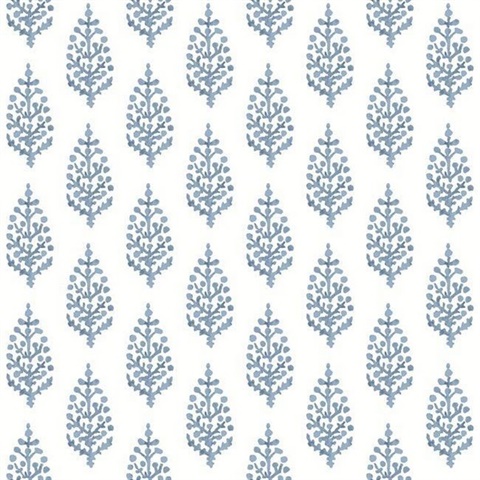 Blue Paisley On Calico Wallpaper