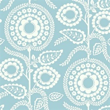 Blue Pomegranate Bloom Prepasted Wallpaper