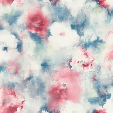 Blue & Red Commercial Abstract Floral Wallpaper